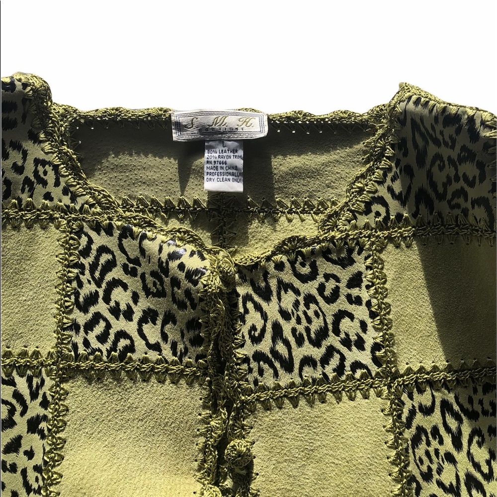 Smh Boutique Leather Patchwork Jacket Green Large - image 7